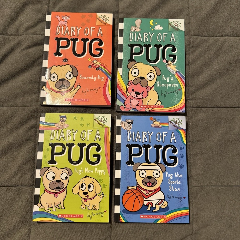 Diary of A Pug Books Lot of 4 - 5, 6, 8, 11 Sports Star, New Puppy, Scaredy Pug